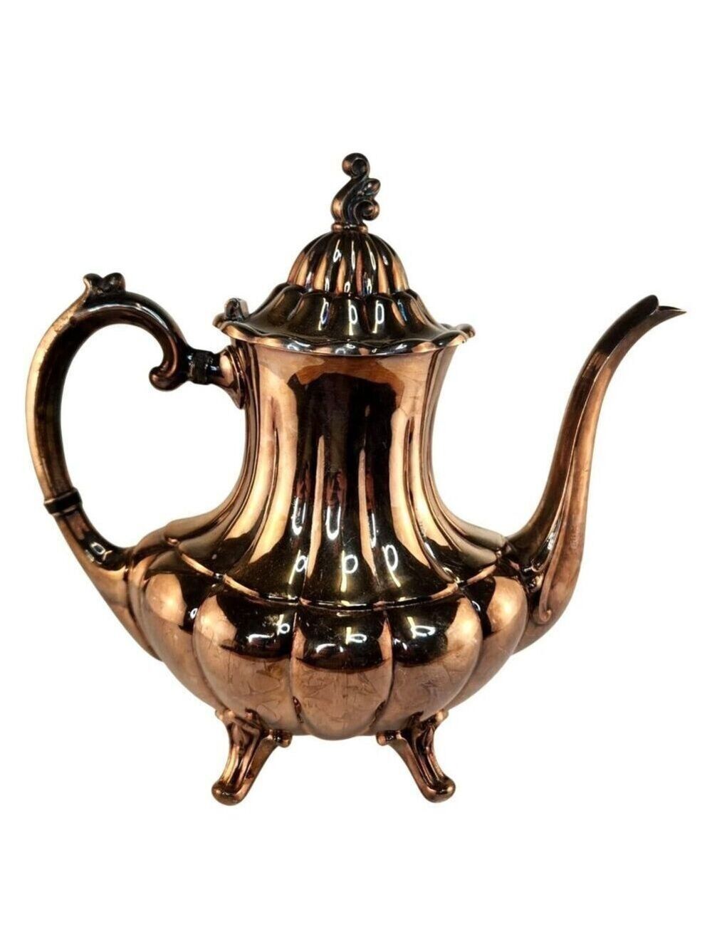 Vintage Reed and Barton 7050 Holiday Silver Plated Teapot Victorian Style Footed